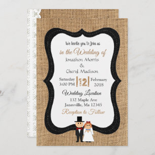 Lace and Burlap Wedding Invitation