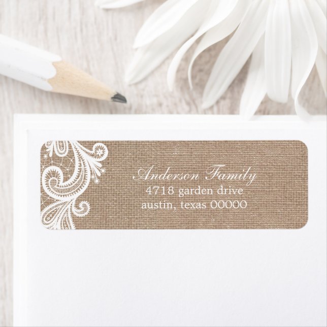 Lace and Burlap Wedding Label (Insitu)
