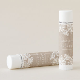 Lace and Burlap Wedding Lip Balm