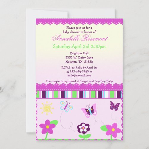 Lace and Butterflies Baby Shower Invitation
