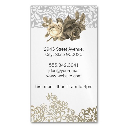 Lace and Floral Hair Stylist Business Card Magnet