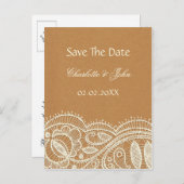 Lace and Kraft Paper Wedding Announcement Postcard (Front/Back)