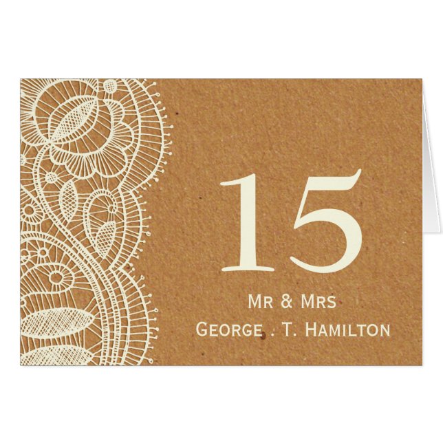 Lace and Kraft Paper Wedding Cards (Front Horizontal)