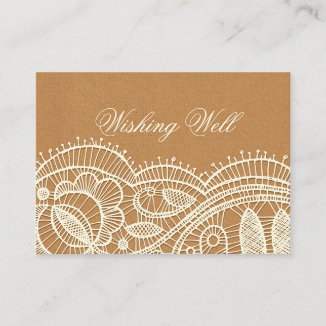 Lace and Kraft Paper Wedding Enclosure Card (Front)