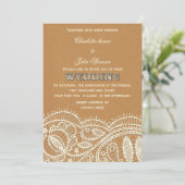 Lace and Kraft Paper Wedding Invitation (Standing Front)