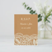 Lace and Kraft Paper Wedding Invitation Postcard (Standing Front)
