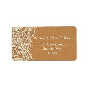 Lace and Kraft Paper Wedding Label