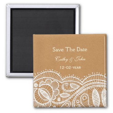 Lace and Kraft Paper Wedding Magnet