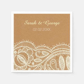 Lace and Kraft Paper Wedding Napkins