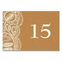 Lace and Kraft Paper Wedding Table Number