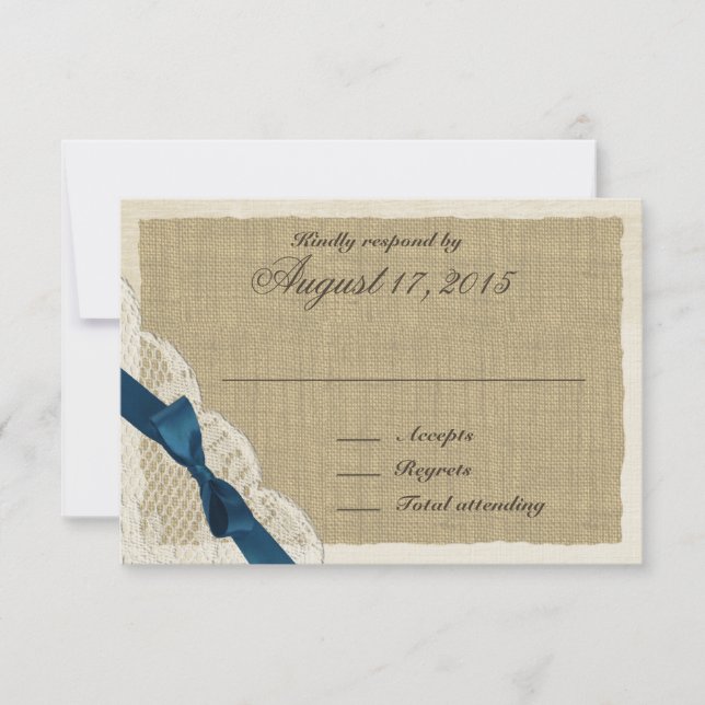 Lace and Navy Bow Country Response Card (Front)