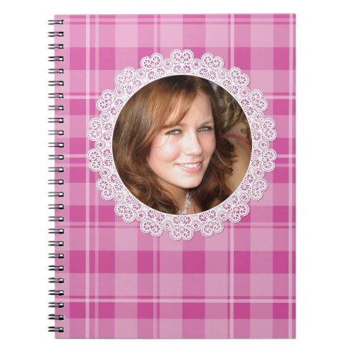 Lace and Plaid _Heart on Pink_ Notebook
