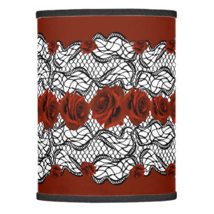 Lace and red roses lamp shade