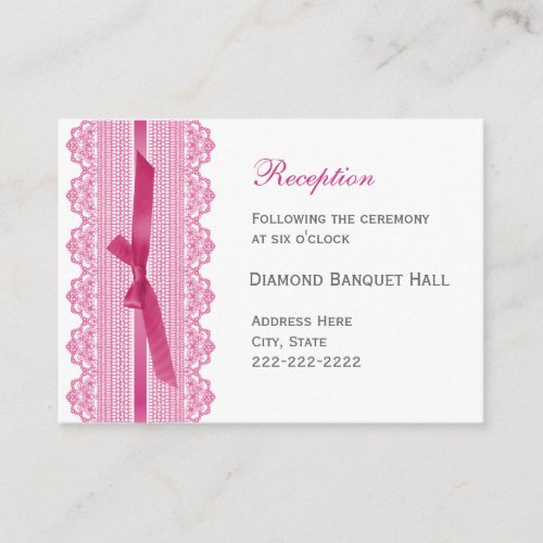 Lace and Ribbon reception enclosure cards Business Card Template