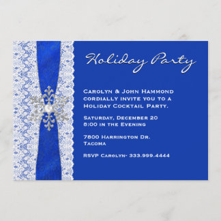 Lace and Snowflake Holiday Party Invitation