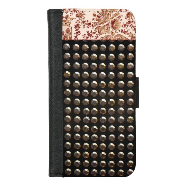 Lace And Studs Pattern iPhone Wallet Case (Front)