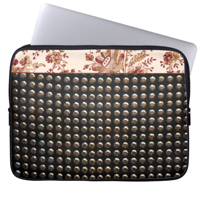 Lace And Studs Pattern Laptop Sleeve (Front)