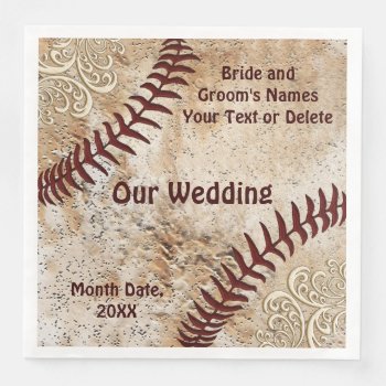 Lace And Vintage Baseball Themed Wedding Napkins by YourSportsGifts at Zazzle