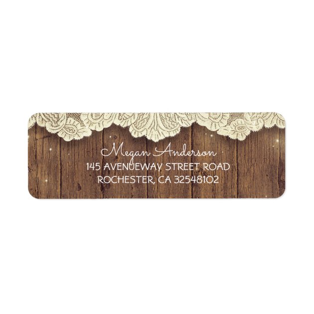 Lace And Wood Rustic Barn Wedding Label