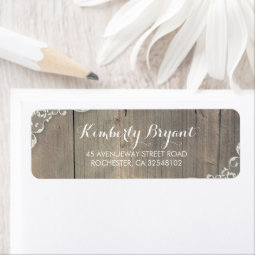 Lace and Wood Rustic Label | Zazzle
