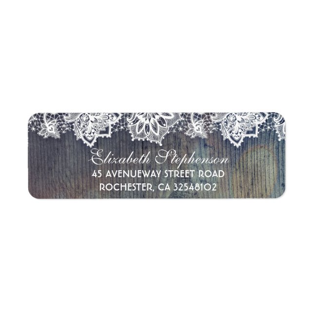 Lace and Wood Rustic Vintage Wedding Label (Front)