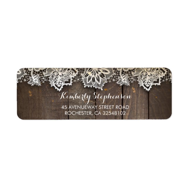 Lace and Wood Rustic Wedding Label (Front)