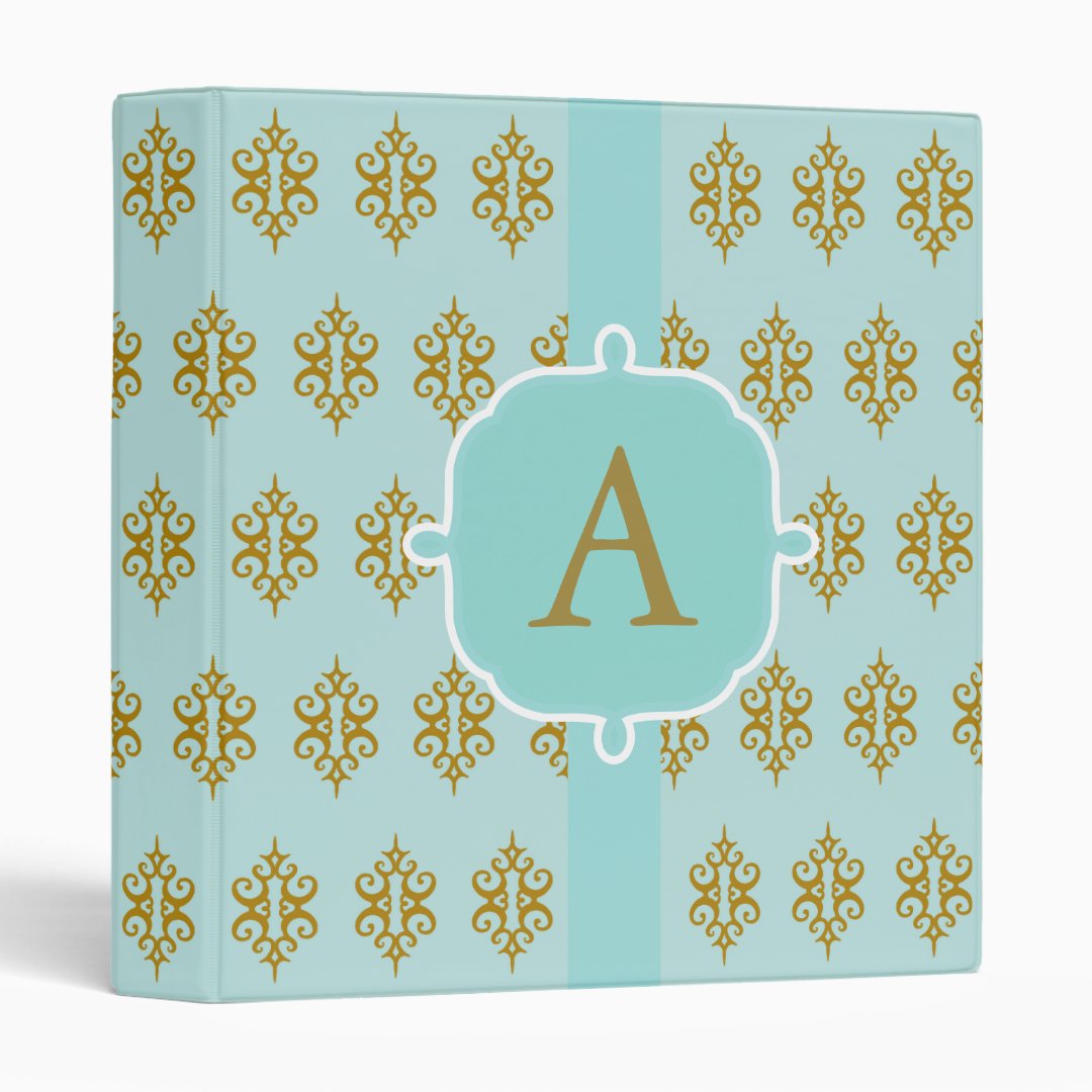 Lace Aqua Monogram Binder Gift (Front/Spine)