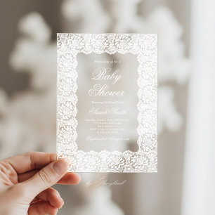 Lace Baby Shower Acrylic Invitations