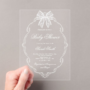 Lace Baby Shower Acrylic Invitations