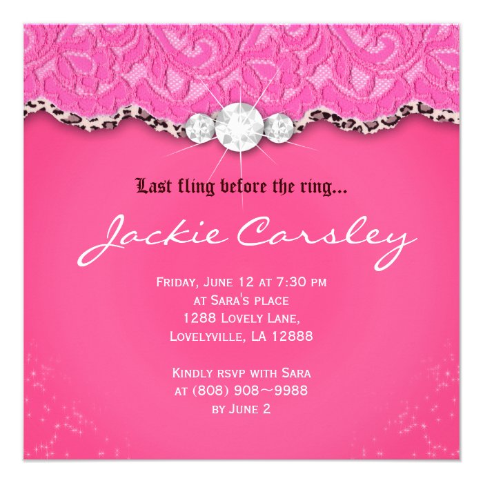 Lace Bachelorette Birthday Party Pink Leopard Personalized Invites