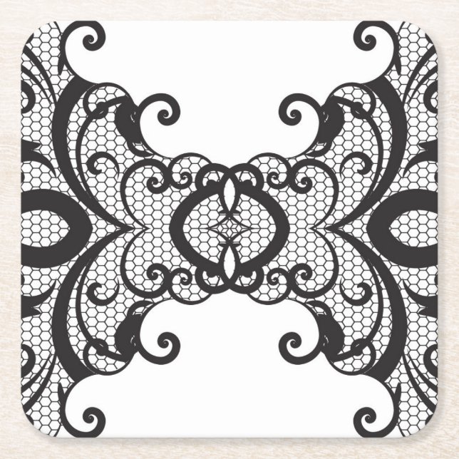 Lace background 2 square paper coaster (Front)