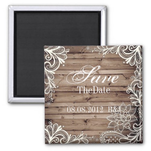 lace barn wood country wedding save the date magnet