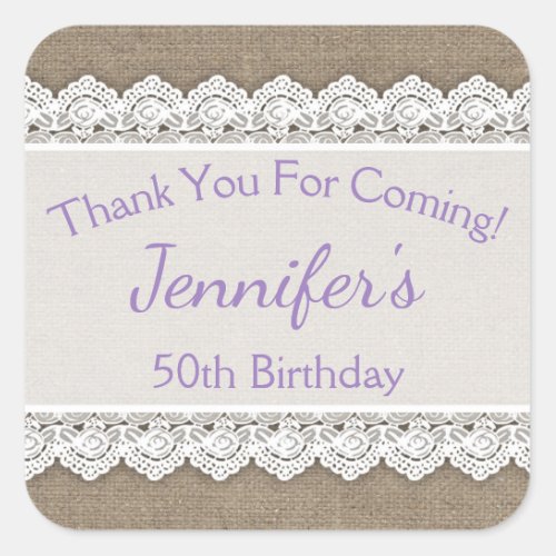 Lace Birthday Thank You Favor Tags Lavender Lilac