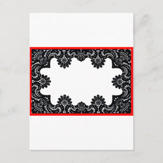 Lace Black & White Red Boarder The MUSEUM Zazzle G Postcard