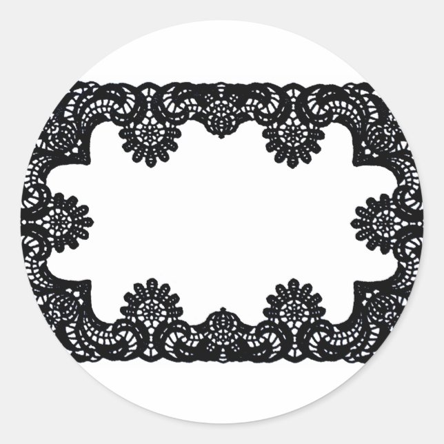 Lace Black & White The MUSEUM Zazzle Gifts Classic Round Sticker (Front)