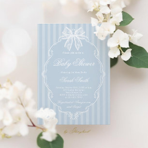 Lace Blue Baby Shower Invitation
