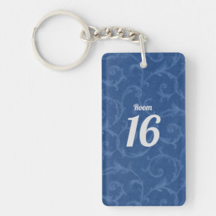 Lace blue floral swirl pattern vintage chic classy keychain