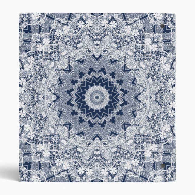 Lace, blue, white 3 ring binder (Back)