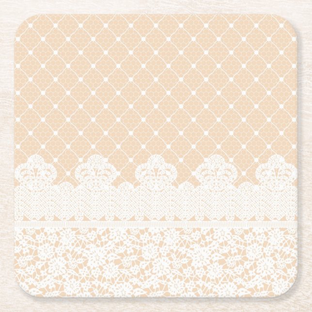 Lace Border Square Paper Coaster (Front)
