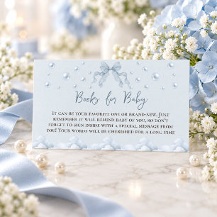 Lace Bow Blue Heaven Sent Books For Baby Shower Enclosure Card