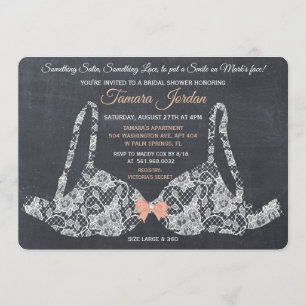 Lace Bra Bridal Shower Chalkboard Invitation