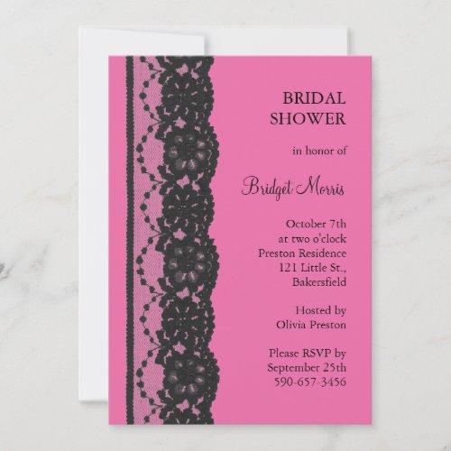 Lace Bridal Shower (fuchsia) Personalized Invite