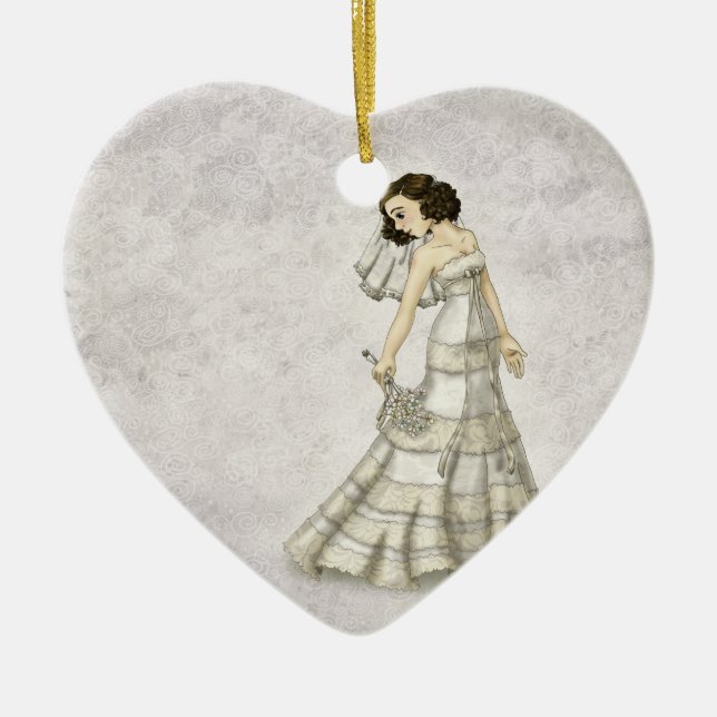 Lace Bride Ceramic Ornament (Front)