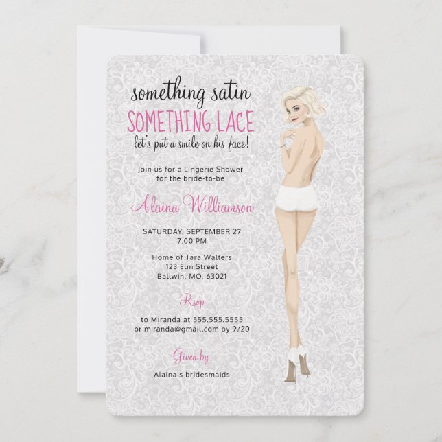 Lace Bride in Panties Lingerie Shower Invitation (Front)