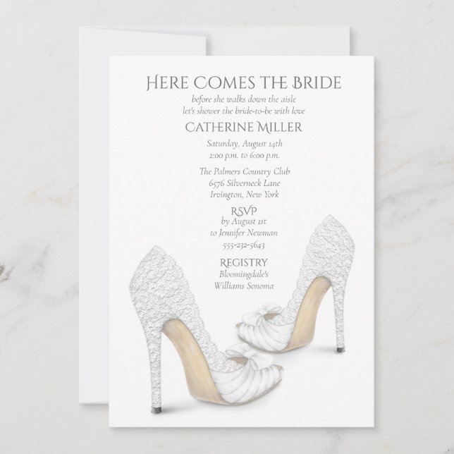 Lace Bride Shoes Bridal Shower Invitation (Front)