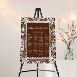 Lace Brown Old Money Wedding Seating Chart Foam Board