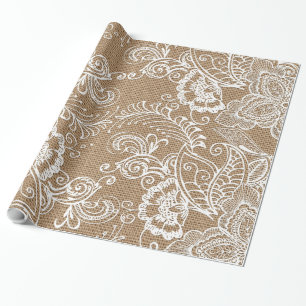 Lace & Burlap Floral #2 Wrapping Paper Gift Wrap