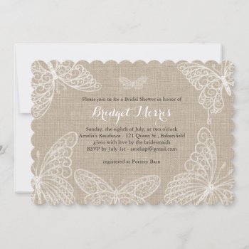 Lace Butterflies Bridal Shower Invitation by prettyfancyinvites at Zazzle