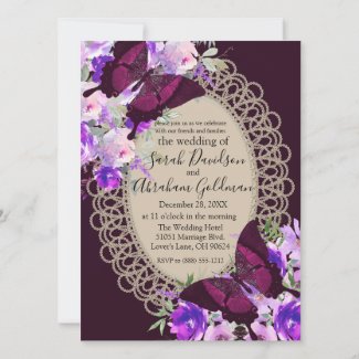 Lace Butterflies Butterfly Wedding Invitation