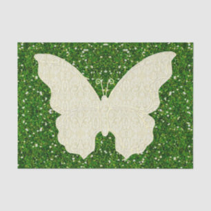 Lace Butterfly On Green Glitter Tissue Paper